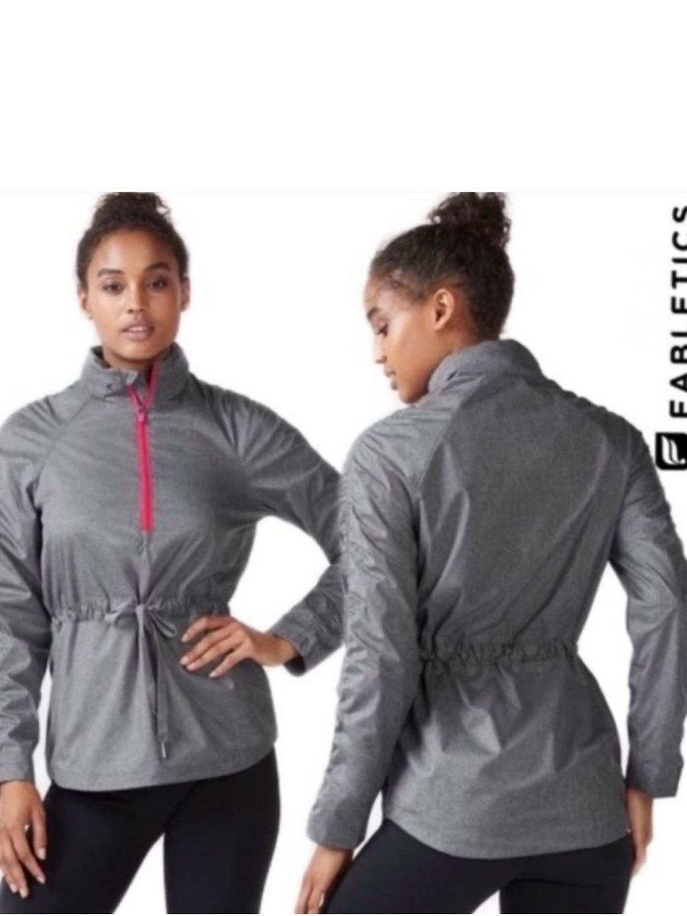 Fabletics Women’s Danielle Pullover Windbreaker Jacket with Pink Zip